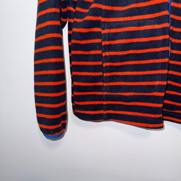 Lands End Women's Fleece Jacket M 10-12 Navy & Orange Stripe Half-Zip - Picture 6 of 7